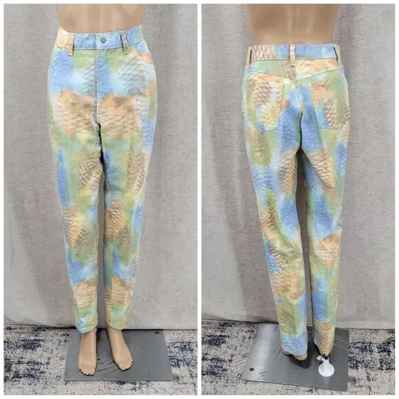 Opal Vintage Denim Abstract Snakeskin Colorful Denim Jacket & Jeans Matching Set - Picture 14 of 16